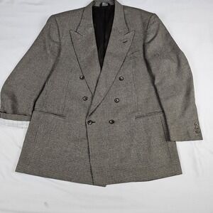 Vtg Lanificio Di Pray Silk Wool Blazer Jacket Mens 50L Brown/Tan Nail Head